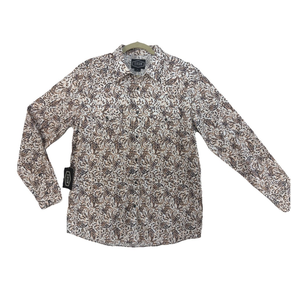 Gibson Trading Co Men's Paisley Button Up‎ Pearl Snap Western Long Sleeve Size M